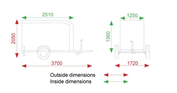 Debon C255 Box Trailer Dimensions