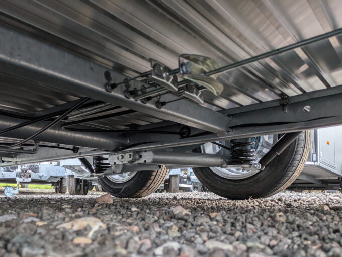 Underside of Debon C500 box trailer