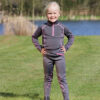 Hy Equestrian Stella Jr Riding Tights Grey/Pink - Image 2