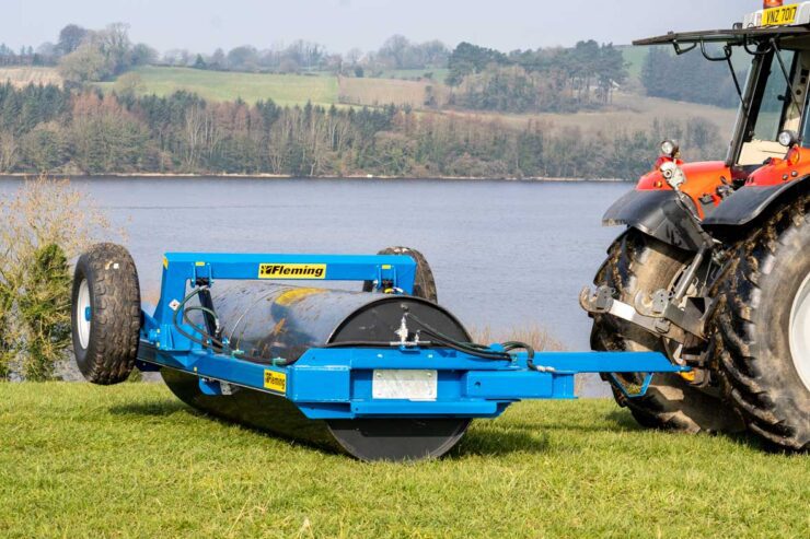 Fleming 12ft End Tow Roller being used in a field