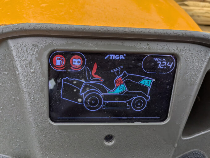 The hour clock on a Stiga ride-on mower