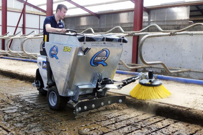 Plant-MEC Q-Bed 324 Sawdust Dispenser in a cattle shed