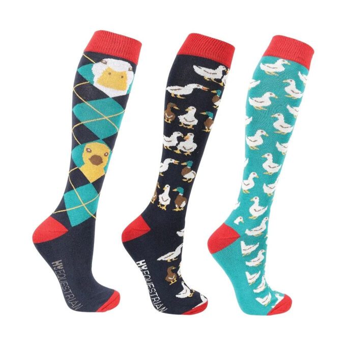 Hy Equestrian Ay Up Duck Socks (Pack of 3)