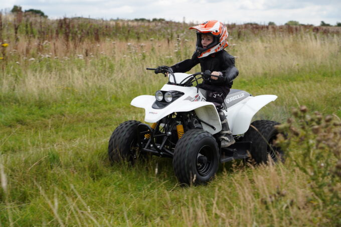 white Quadzilla R100 junior quad bike