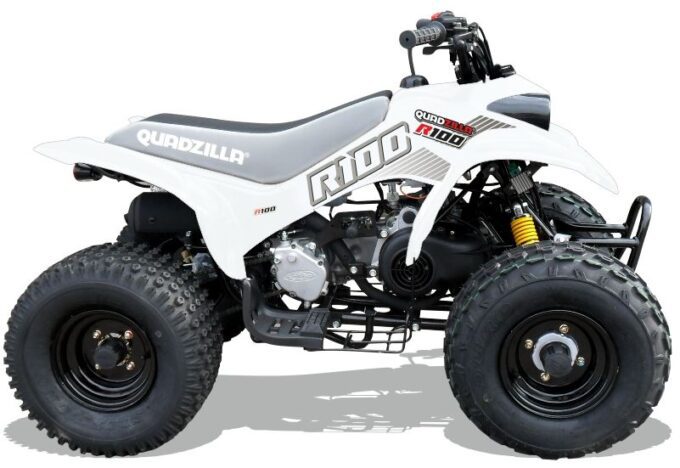 White Quadzilla R100 junior quad bike