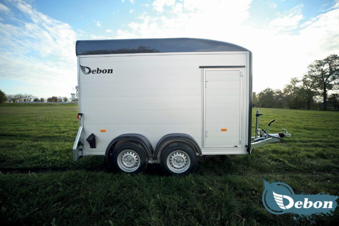 Side view of Debon C500 twin axle Box Trailer