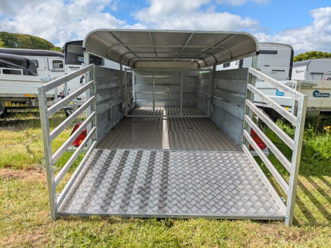 CLH 12ft x 5ft Livestock Trailer with ramp down, gates open