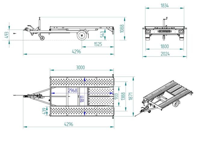 Debon Roadster Auto Mini Car Trailer dimensions