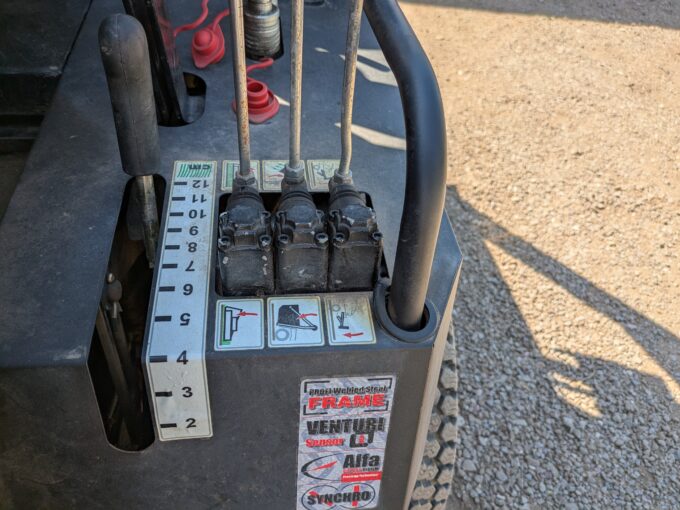 Close up of levers on Kioti WD1260