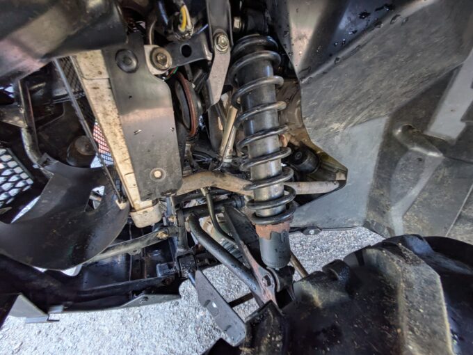 Suspension spring detail on Suzuki KingQuad 4x4 500 AXi