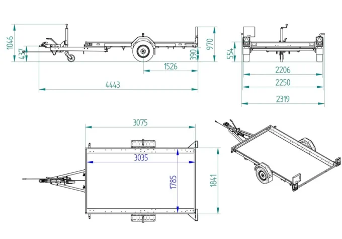 Debon Platform Tilting Trailer dimensions.