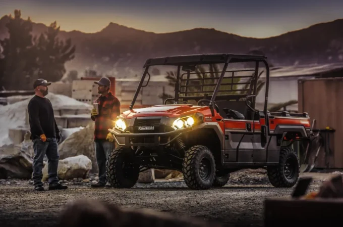 Kawasaki Mule Pro-FX 1000 MY 2025 with headlights on