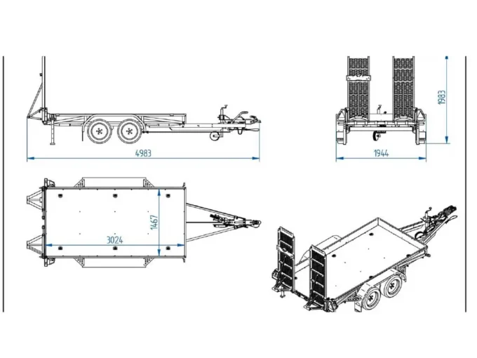 Tiki DRB 3500kg Plant Trailer dimensions